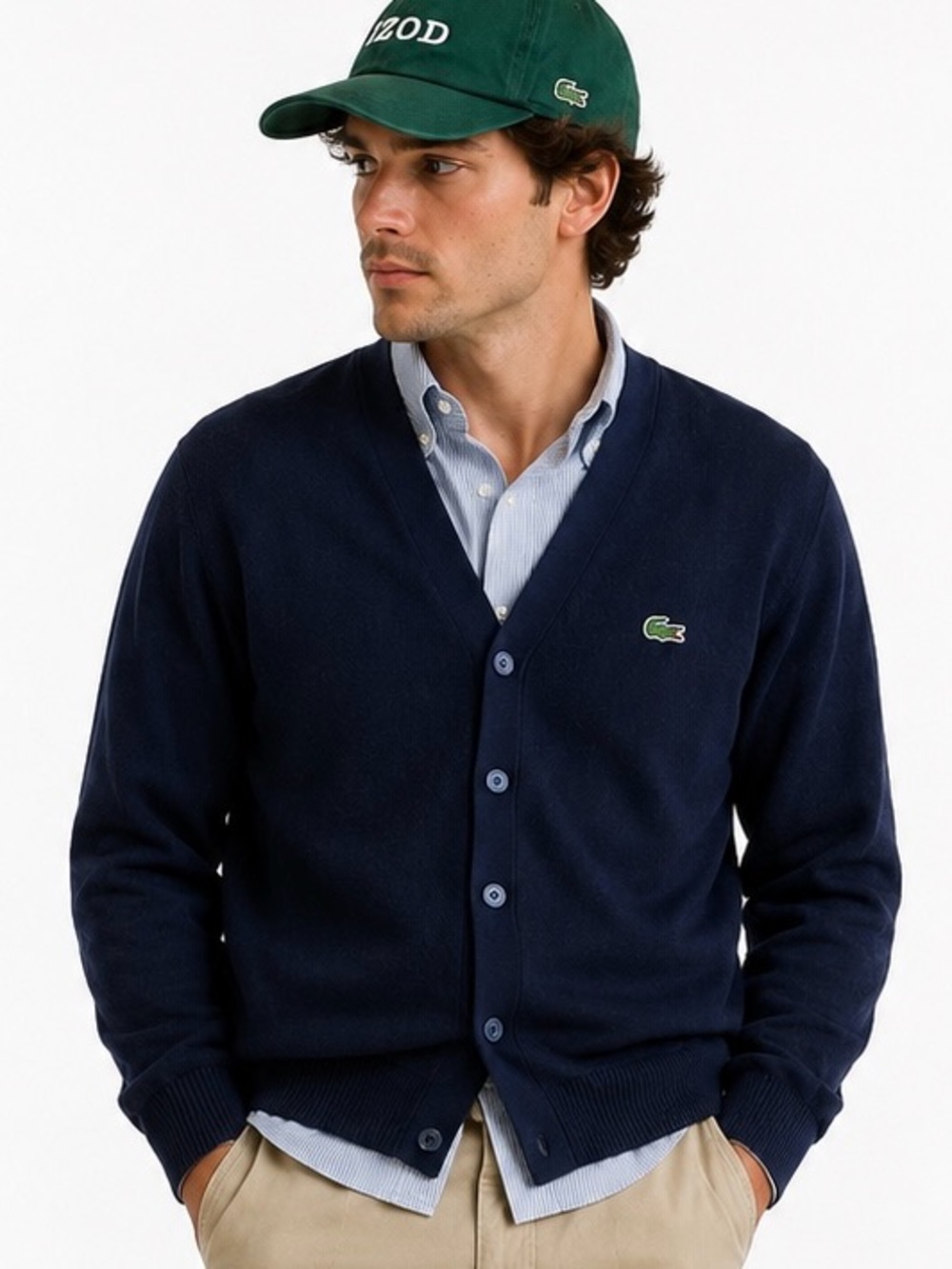Vintage 70s IZOD Lacoste Navy Cardigan | Fall Layering | Size MD